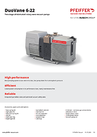 DuoVane 6-22 Two-stage oil-lubricated rotary vane vacuum pumps