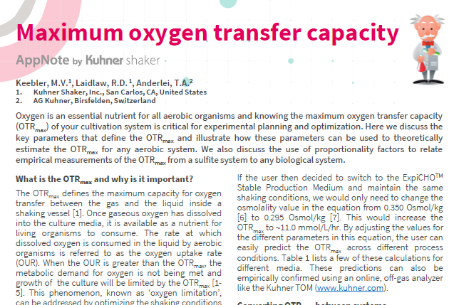 Kuhner AppNote: Maximum oxygen transfer capacity