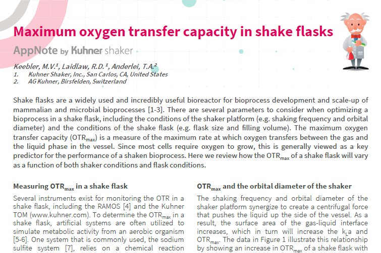 Kuhner AppNote: Maximum oxygen transfer capacity in shake flasks
