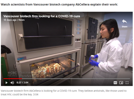 Vancouver biotech firm AbCellera is looking for a Covid-19 cure