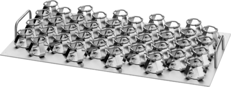 Trays with fixed clamps