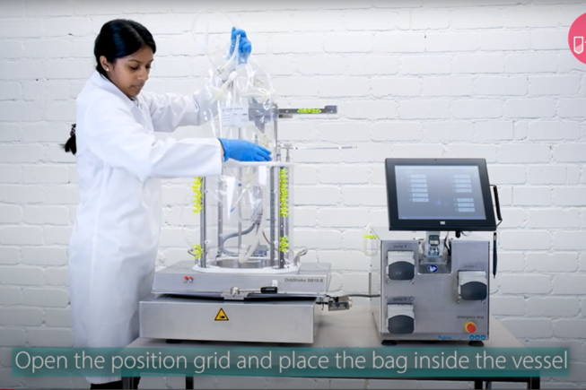 Learn how to unpack and install the single-use bag of an SB10-X orbital shaken bioreactor